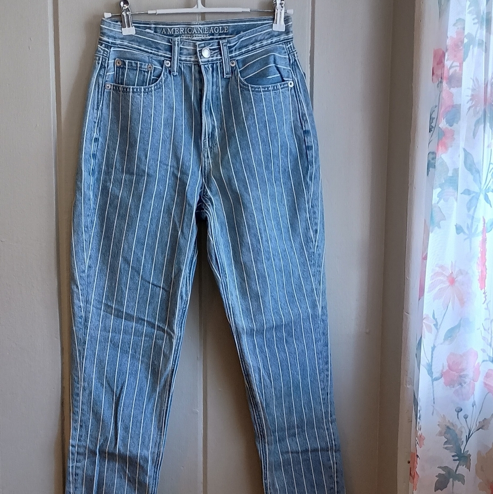 American Eagle Striped Mom Jeans